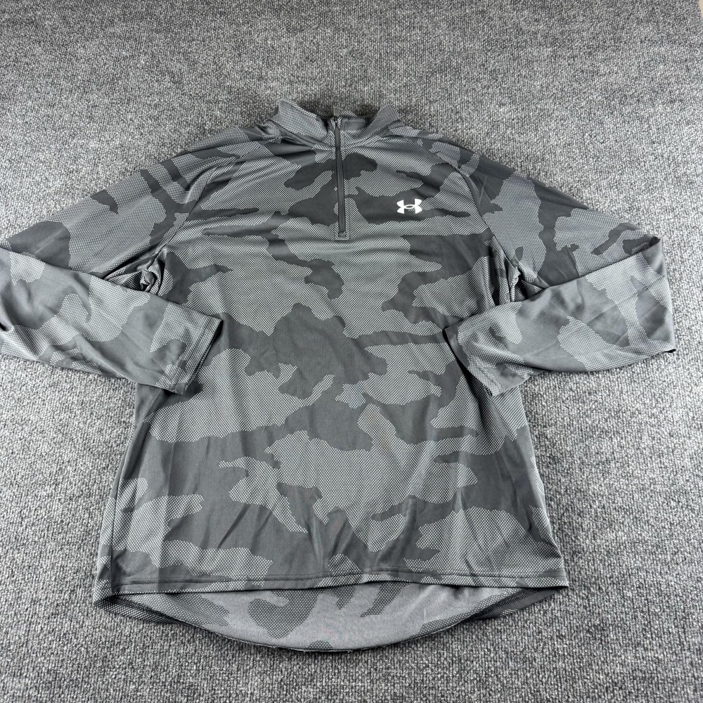 Under Armour Pullover Shirt Mens XL Gray 1/4 Zip Camo Long Sleeve Training - Picture 1 of 9